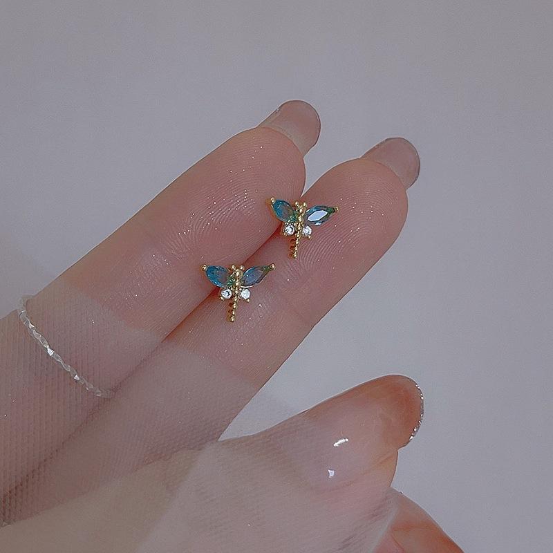 Insect Stud Earrings for Women Zircon Dragonfly Earrings Small Exquisite Design Jewelry Female Simple Accessories Girls Gift Butterfly Stud Earrings