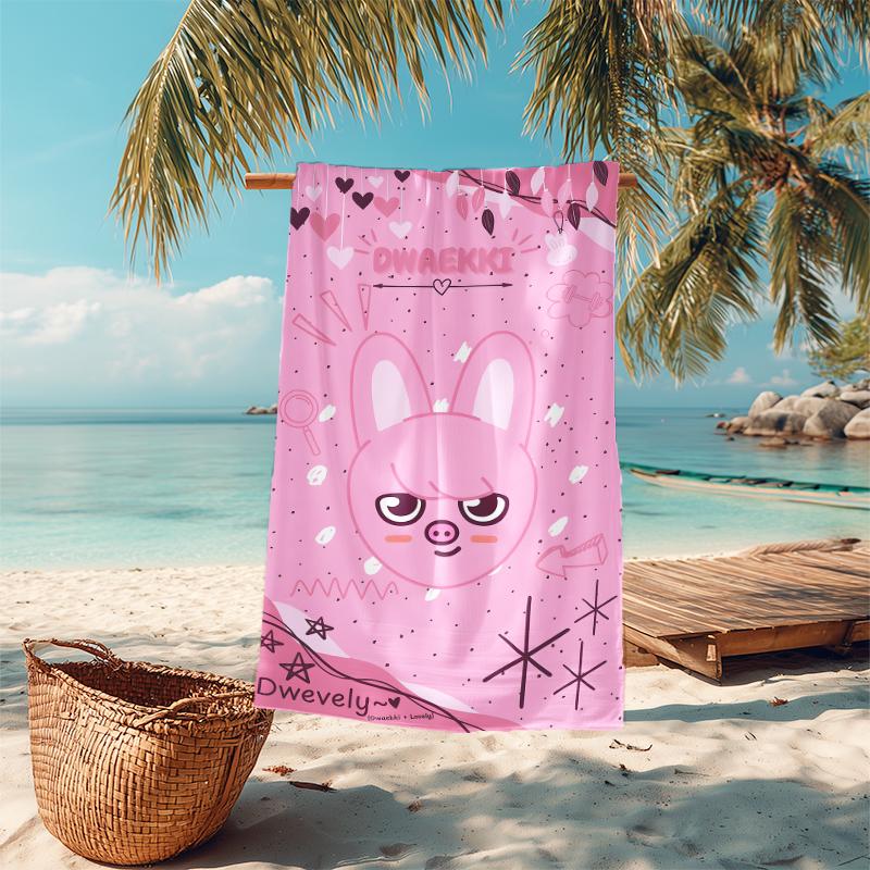 1Pc Cute Animal Expressions Beach Towel Microfiber Beach Towel Thin Absorbent For Beach Swimming Yoga Bath Sports 091743
