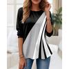 Fashion Women's T-shirts Casual Long Sleeve Tops Geometric Graphic Tees Shirts Blouse O-neck Fall Winter Streetwear Pullover