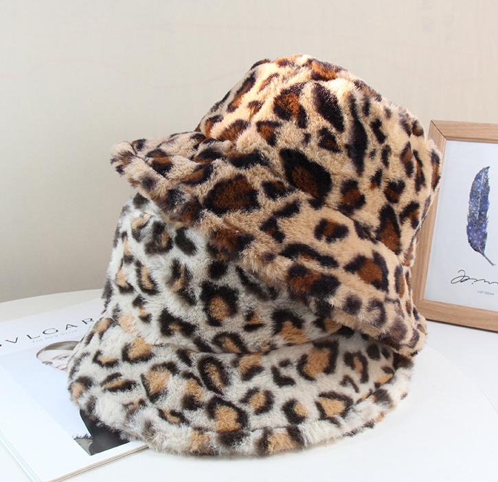2021 Winter Unisex Custom Furry Fluffy Faux Fur Digital Print Bucket Hat for Daily Casual or Party Wear