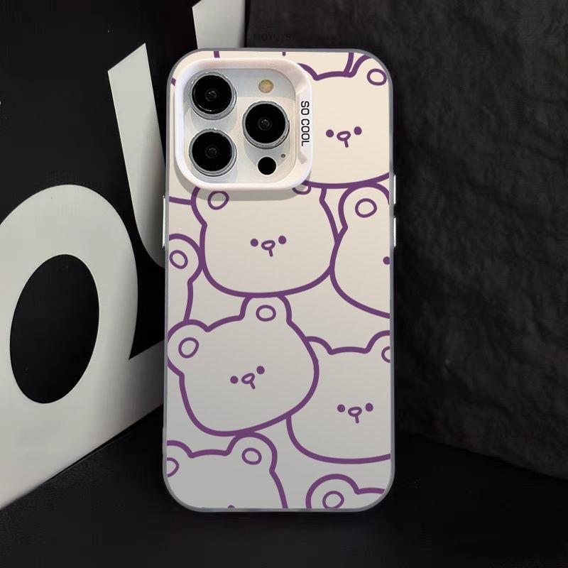 Apple 15Promax color silver 14/13/12 new creative line bear color silver mobile phone case 11pro/xs