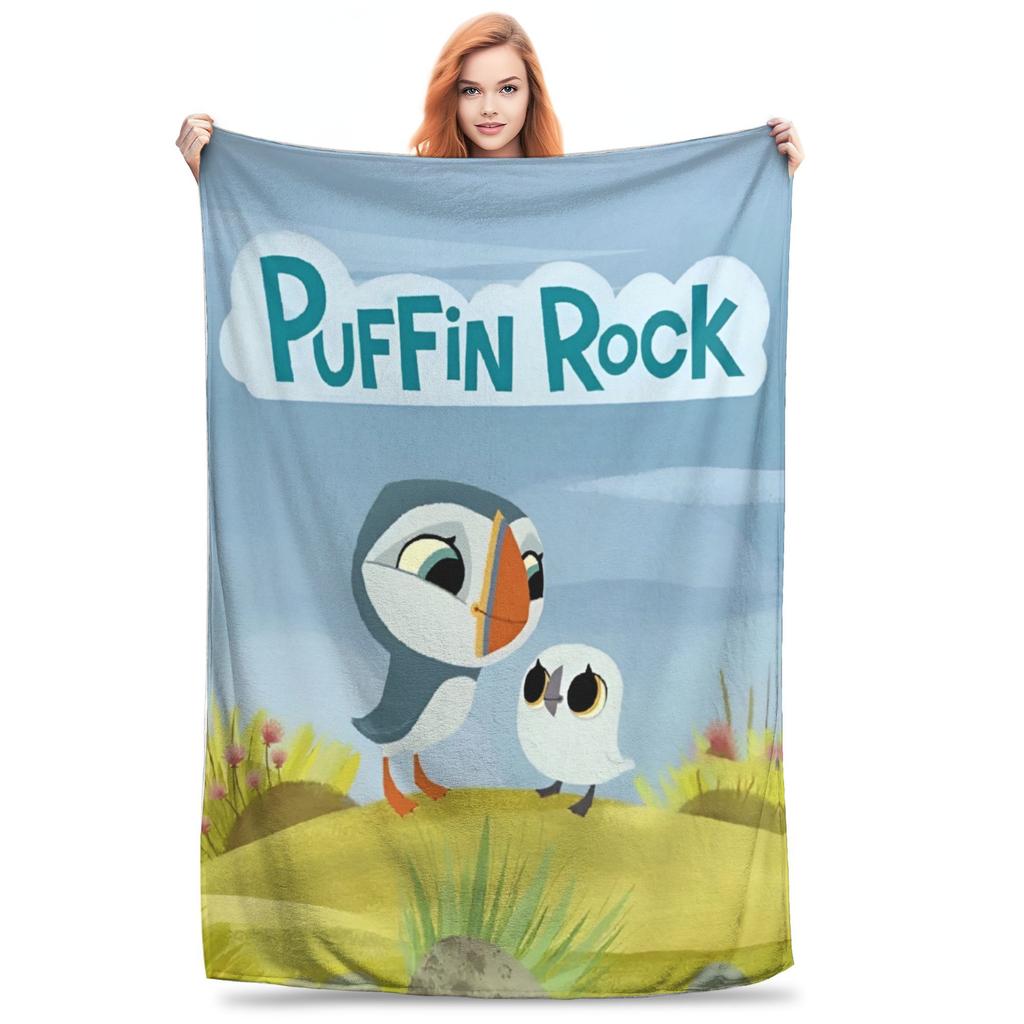 Puffin Rock Cartoon   Flannel Blanket  Awesome Throw Blanket for Bed Sofa Couch 200x150cm Rug Piece