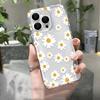 White Chrysanthemum TPU Transparent Phone Case For IPhone 16 15 14 13 12 11 Pro Max 7 8 plus X XR XS Shockproof Soft Case