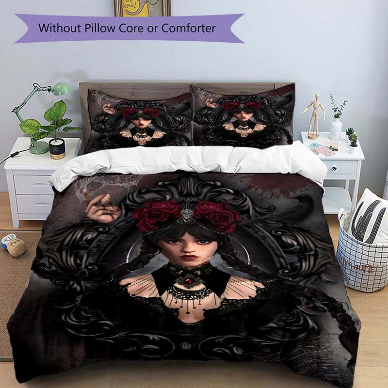 3pcs Wednesday Bedding Set. Soft and Comfortable with No Core Included (1x Duvet Cover + 2x Pillow Covers) yy251009148