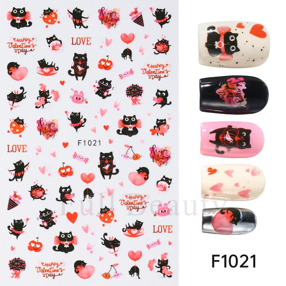 Nail Art Stickers, Romantic Valentine'S Day Love Cartoon Panda Love Adhesive Nail Stickers