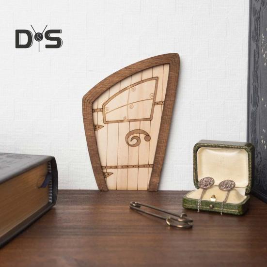 Мини деревянная дверь, дверь в виде сказочного домика, дверь в стиле ретро с микроландшафтным декором для поделок своими руками, миниатюрные книжные полки для сада