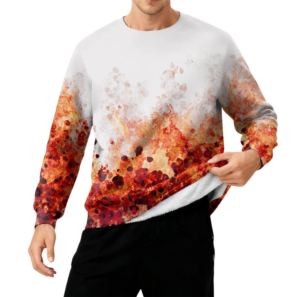 Мужская толстая теплая толстовка с флисовой подкладкой и круглым вырезом