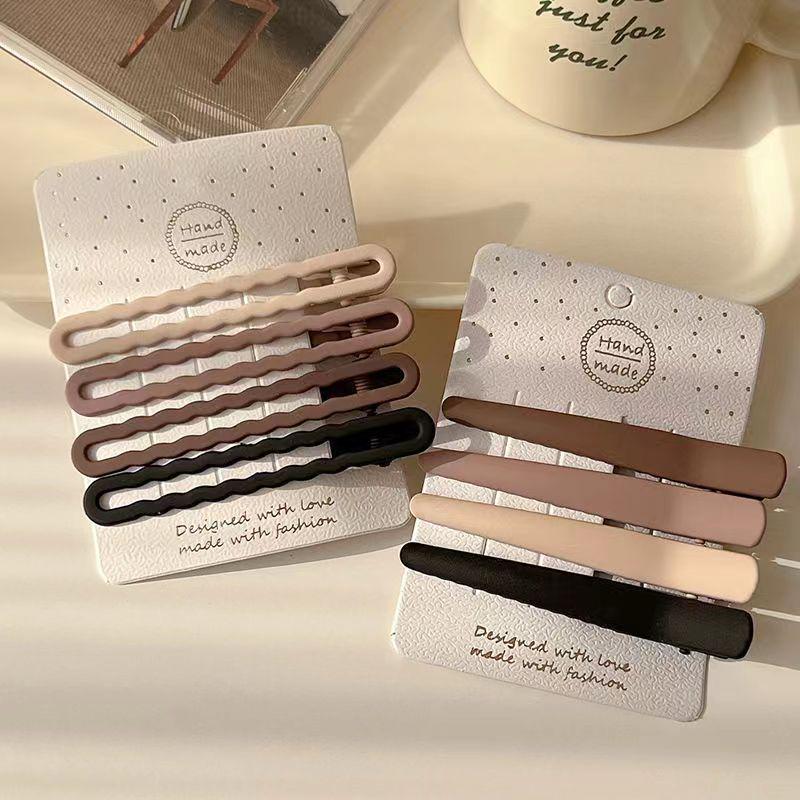 Большая заколка-уточка для молочного кофе для челки и боковых волос – Модный аксессуар для волос