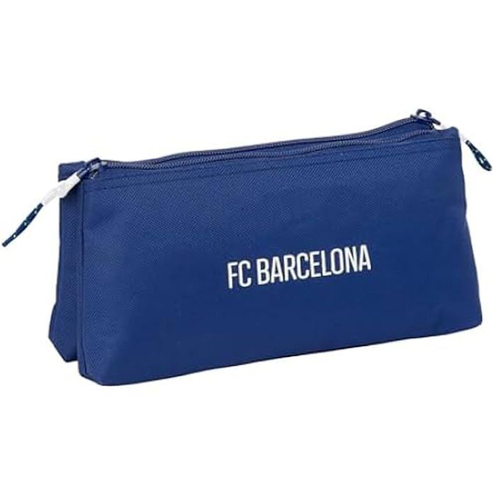 Trousse Scolaire - SAFTA - F.C. Barcelona - Souple - Zippée - Bleu Marine