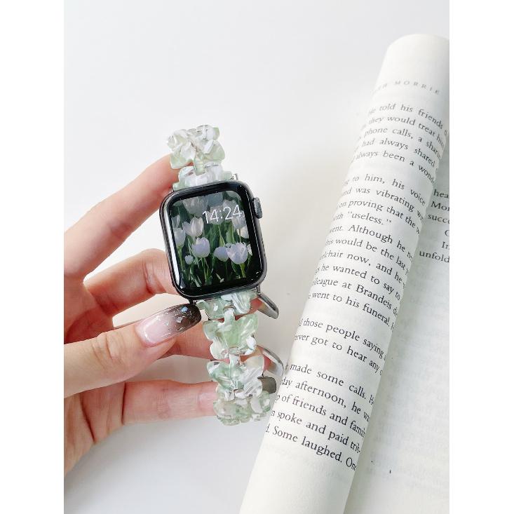 Ремешок Butterfly Resin для Apple Watch S10 - эластичный выдвижной ремешок из смолы для часов женский браслет для iWatch10/9/8/7/6/5/4/3/2/1/Se/Ultra/Ultra2 42 мм