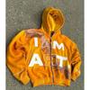 Womens Loose Fit Hoodie Y2K Streetwear Colorful Letter Print Zip Up Sweatshirt
