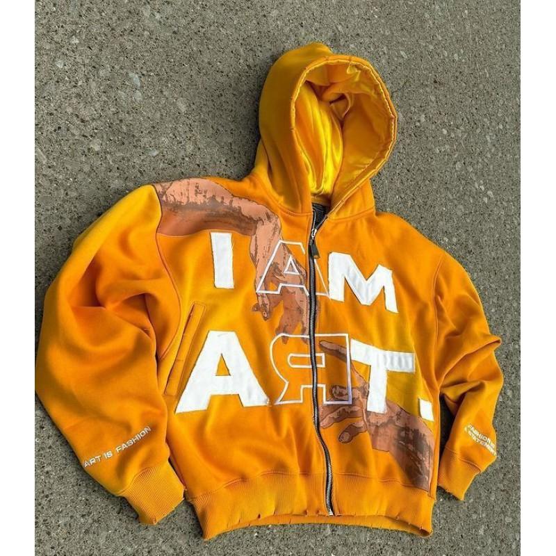 Womens Loose Fit Hoodie Y2K Streetwear Colorful Letter Print Zip Up Sweatshirt