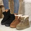 New Winter Round Head Thick Bottom Front with A Slip-on Fashion Casual Short Tube Warm Cotton Shoes Lace-up Snow Boots Women