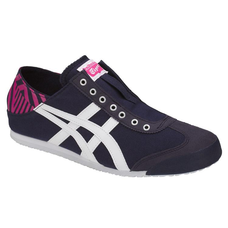 ONITSUKA TIGER MEXICO 66 Нескользящие Устойчивые к истиранию Низкие Кеды для скейтборда Унисекс Темно-синий Розово-красный D342N-5801