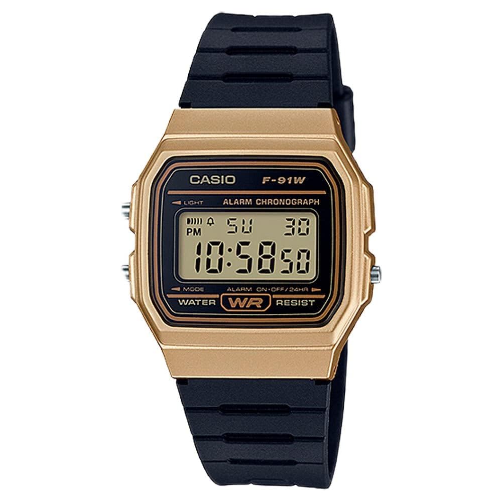 Casio Men's Classic Quartz Casual Watch Black Metal and Resin 33mm F-91WM-9ACF