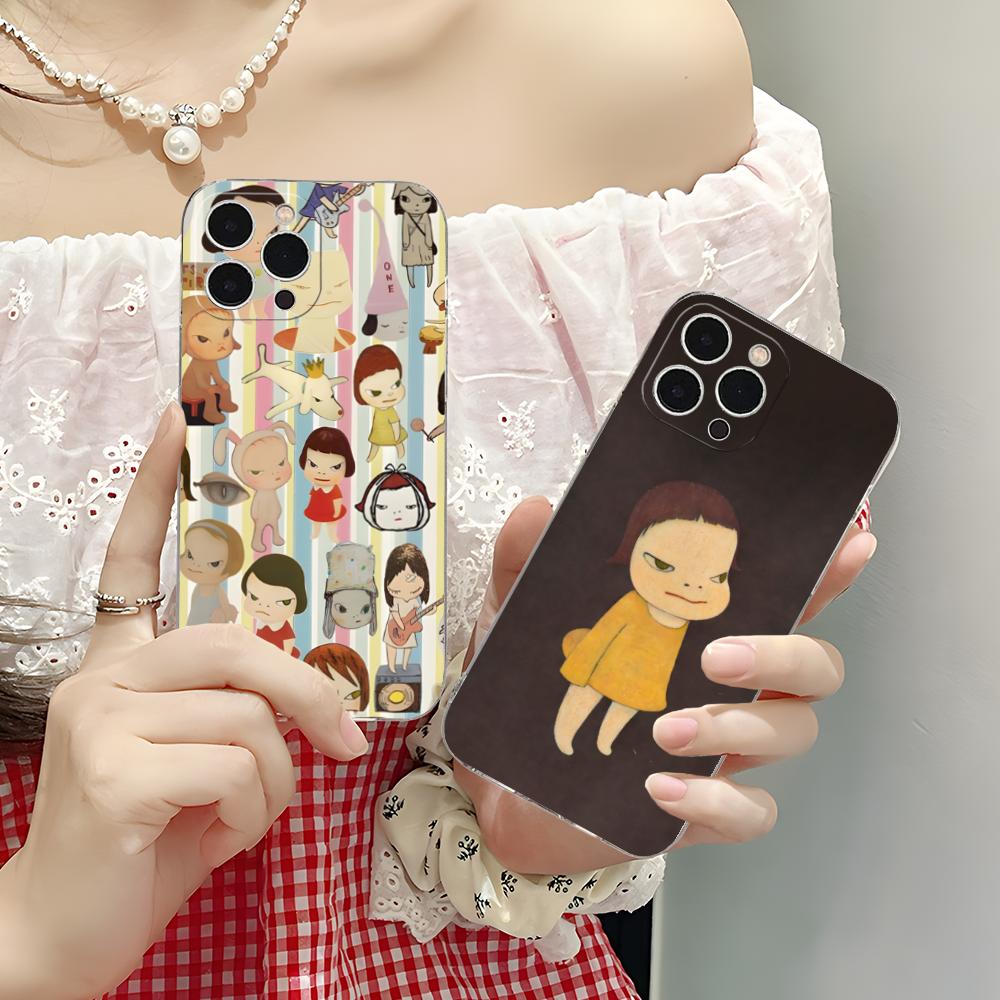 Аниме Чехол для телефона Yoshitomo Nara для iPhone 17 16 15 14 13 12 11 X XR XS Air Pro Max Plus Mini Прозрачный Цветной Чехол Роскошный Красивый