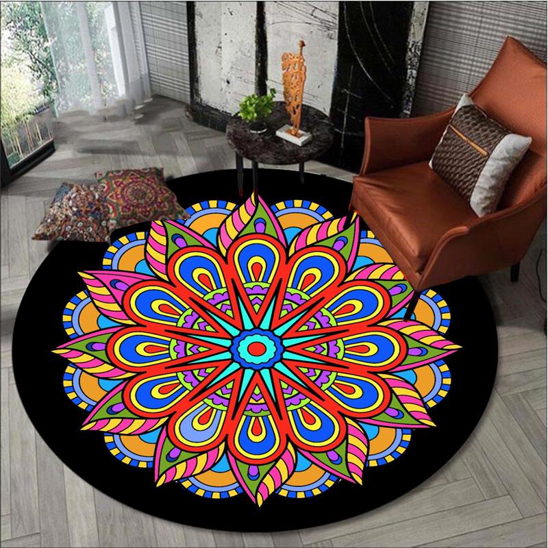 Ретро Мандала круглый ковер для гостиной скандинавский напольный коврик для детской комнаты противоскользящий коврик для компьютерного кресла коврик для спальни домашний декор