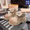 British Style Short Boots Thick-soled Rhubarb Boots Wear-resistant 2024 New Boots Spring and Autumn Single Boots Thin Internet Celebrity Martin Bo