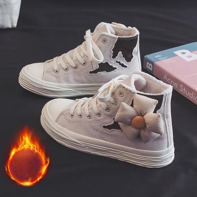 Женские зимние парусиновые кроссовки 2022 Новинка Комфорт Плюс Бархатные Теплые Спортивные Туфли Женские Кеды для Скейтборда