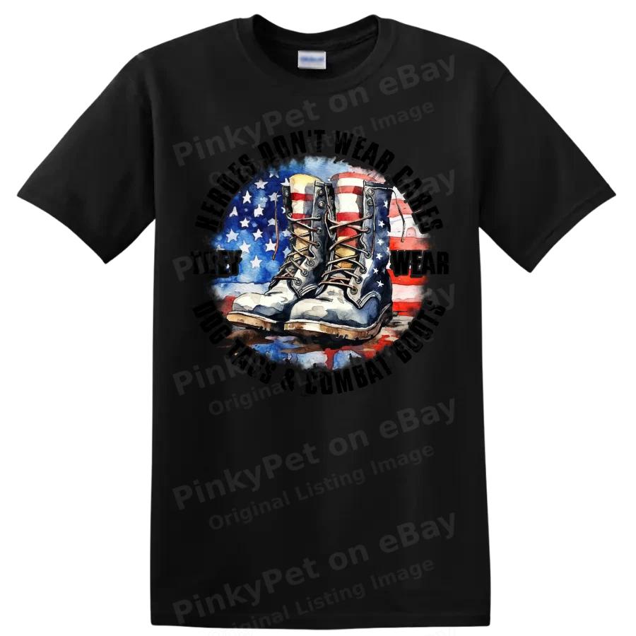American Flag Combat Boots T Shirt Veteran Military Pride Tee