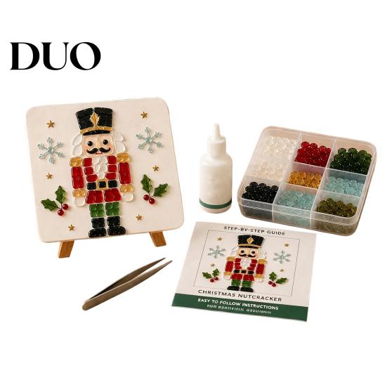 Beginner Friendly Craft Christmas DIY Mosaic Art Kit, Faux Sea Glass Santa Weekend Project Claus Snowman Crafting Kit for Adults
