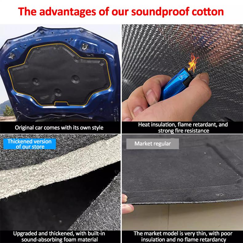 Engine Hood Sound Pad For Jeep Wrangler JL 2018 2019~2023 Heat Insulation Cotton Cover Soundproof Mat Car Interior Accessorie Heat Shields 2