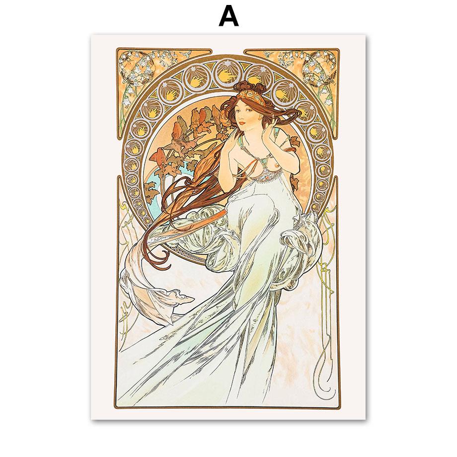 Goddess Alphonse Mucha Les Saisons Wall Art Poster Print Canvas Painting Nordic Vintage Pictures Living Room Home Decoration