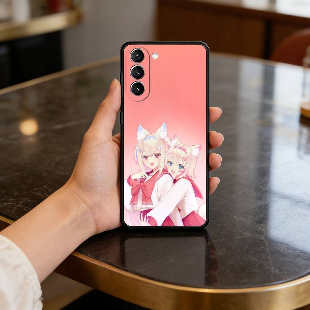 F-FuwaMoco-CO Phone Case For Samsung S25,24,23,22,30,21,10,9,Ultra,Plus,Lite,FE,4,5 G Soft Black Case
