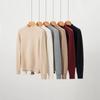 Women's 100% Cashmere Pullover Sweater, Half-High Collar, Long Sleeve, Thick Knit, Autumn/Winter Style.