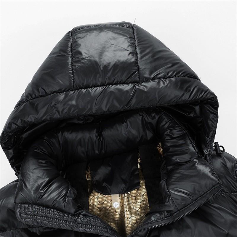 Mens Winter Puffer Coat Black Thickened Cotton Jacket Couple Style Warm Outdoor Wear