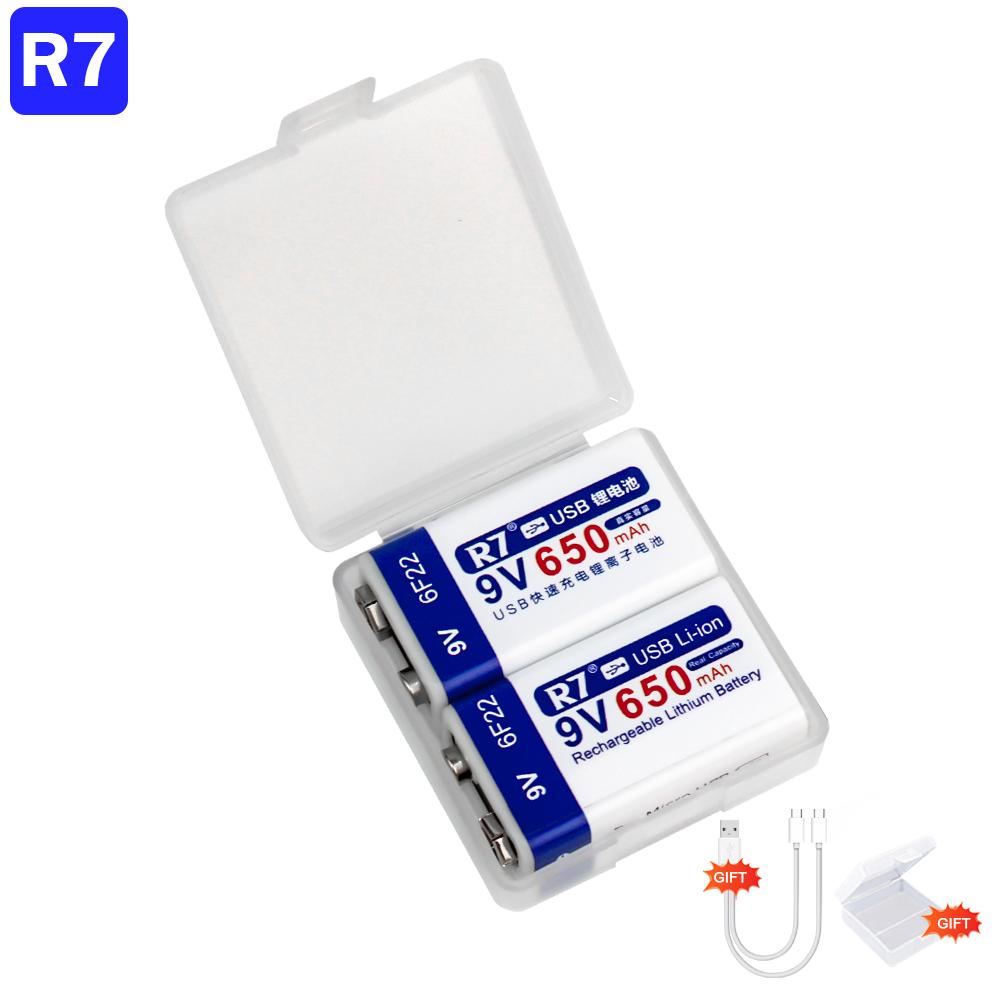 R7 9V USB батареи 6F22 аккумуляторные батареи 650mAh литиевые батареи многофункциональные батареи энергии для микрофона KTV металлоискателя