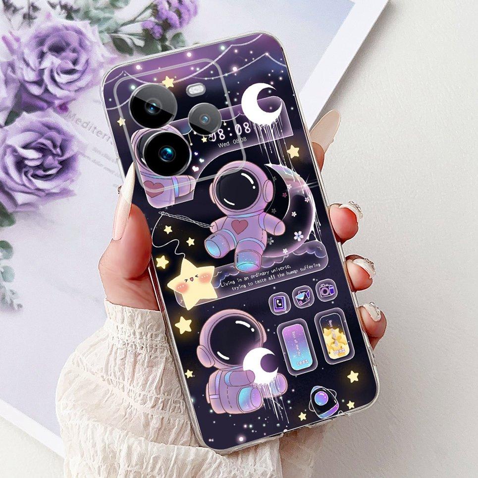 Для Realme GT 7 Pro GT7 Pro RMX5010 RMX5011 Задняя крышка Крутой мультяшный Дракон Астронавт Животные Чехол для телефона Мягкий силикон Прозрачный чехол