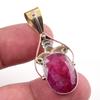 Red Ruby(Simulated) Handmade 925 Sterling Silver Two Tone Pendant 1.50" g4L05
