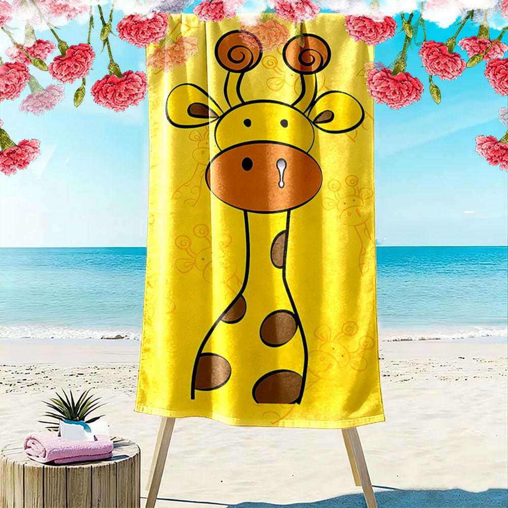 Cute Cartoon Giraffe Print Towel Beach Towel Quick-drying for Travel Outdoor Sports Jogging Beach and Swimming