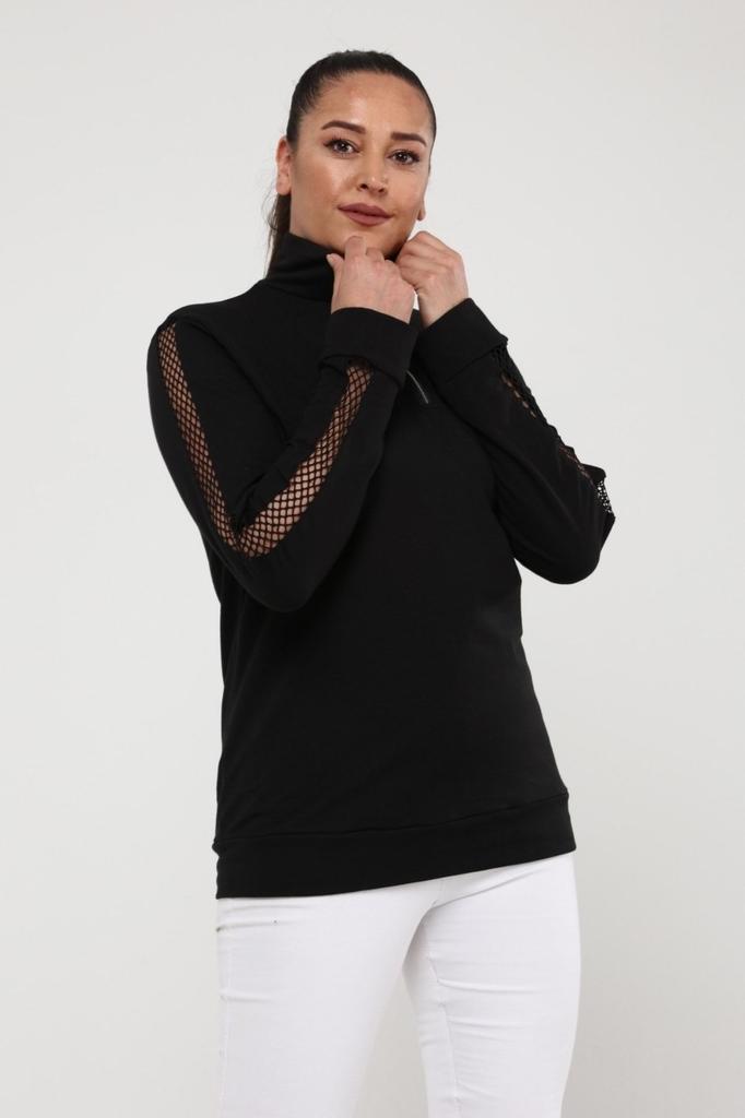 Women's Style Big Size Sweatshirt Sweatshirt With Mesh Zipper On Sleeve