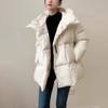 Schinteon Женская куртка-пуховик с воротником-стойкой, свободного покроя, теплая, осенне-зимняя верхняя одежда, белое пальто с воротником-стойкой на утином пуху