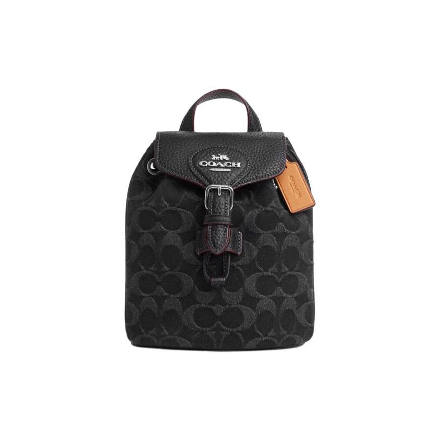 COACH Amelia Canvas With Cow Leather Backpack Small Womens Black