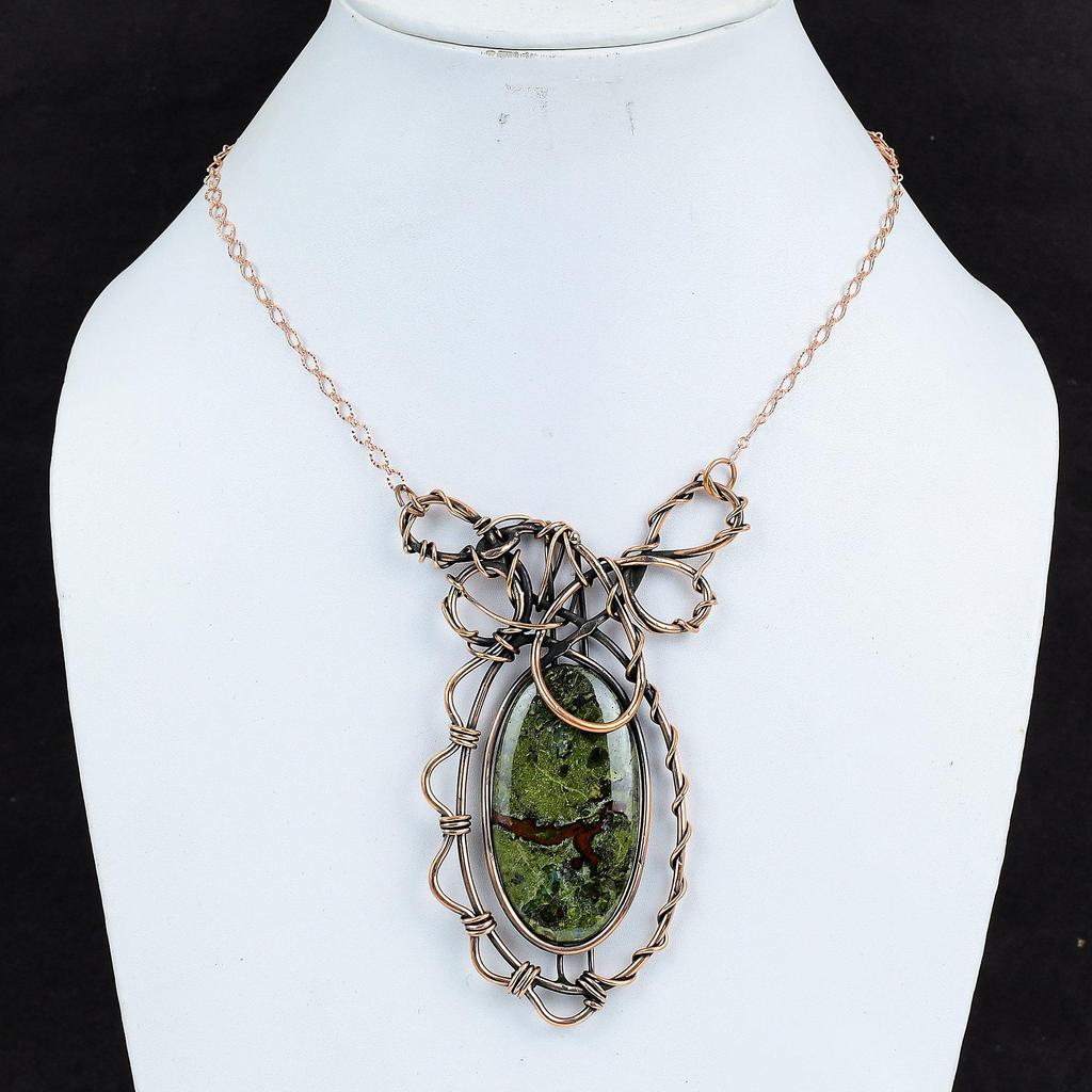 Ожерелье из драконьего кровавого камня, обернутое медной проволокой, ювелирные изделия из драгоценных камней, регулируемое медное ожерелье, ожерелье ручной работы, ожерелье с проволочной обмоткой, подарок для нее