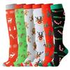 Гольфы мужские и женские цветные рождественские гольфы с компрессией и рисунком лося и Санты