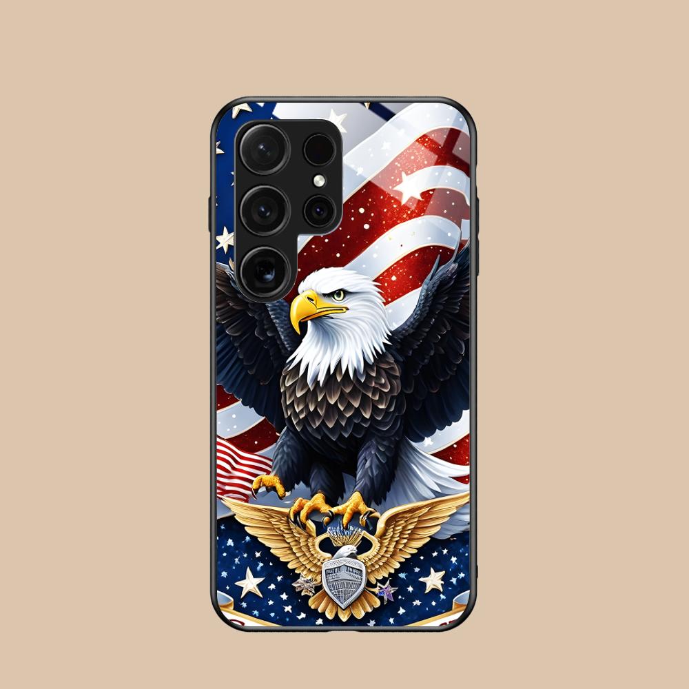 США Флаг Америки Чехол для мобильного телефона Samsung Galaxy S26 S25 S24 S23 S22 S21 S20 Note20 Plus FE Ultra Стеклянный Цветной Чехол