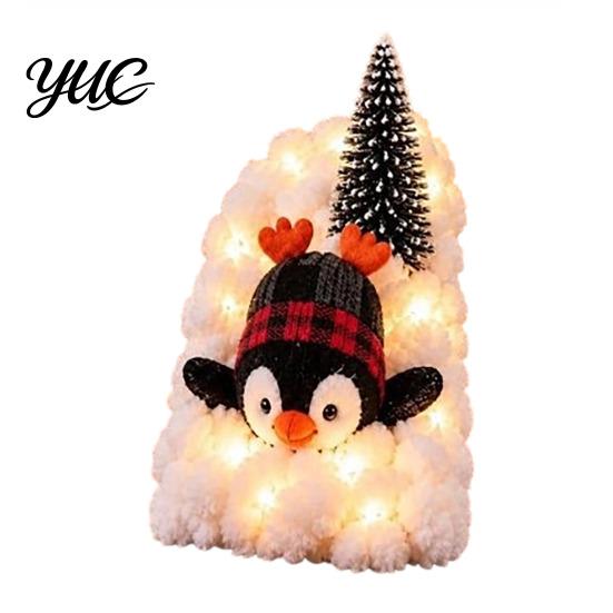 Adjustable Stair Railing Decorations Penguin Christmas Snow Decor, Lighted Staircase Decoration, Snowy Banister Winter Holiday Decor Display