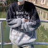 Дизайн из меха норки постепенное изменение буквы вязаный свитер мужской осенний и зимний ленивый стиль свободный мягкий восковой свитер топ с длинным рукавом
