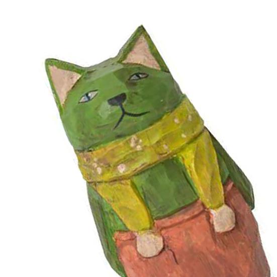 Деревянная ручная резьба, фигурка кошки, художественное украшение котенка, деревенская коллекционная скульптура китти, уникальное настольное украшение, подарок на день рождения для друзей, кошка
