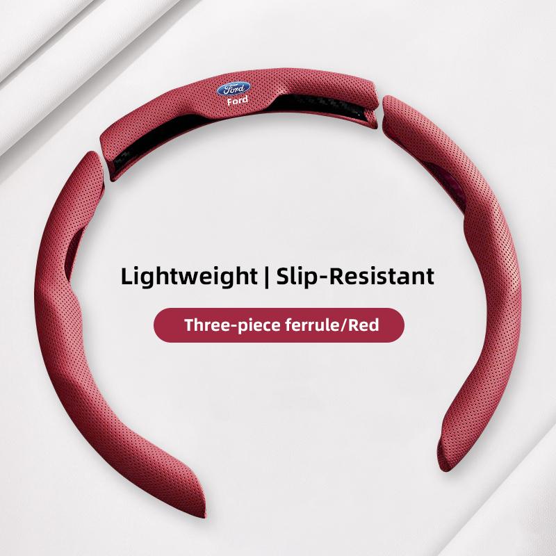 Sport Car Steering Wheel Cover Leather Anti-Fur Protector Accessories For Ford Mustang Taurus STline Mondeo Fiesta Ecosport Edge