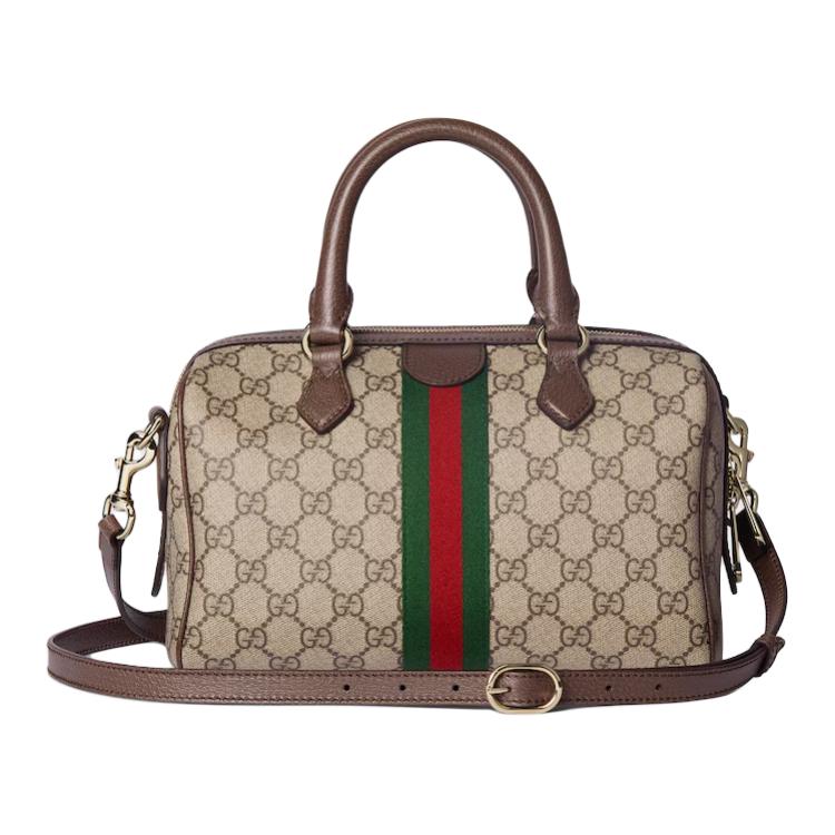 Gucci Кожаная сумка-тоут через плечо с логотипом Ophidia, средняя, женская, коричневая 836825-FAE0J-9867