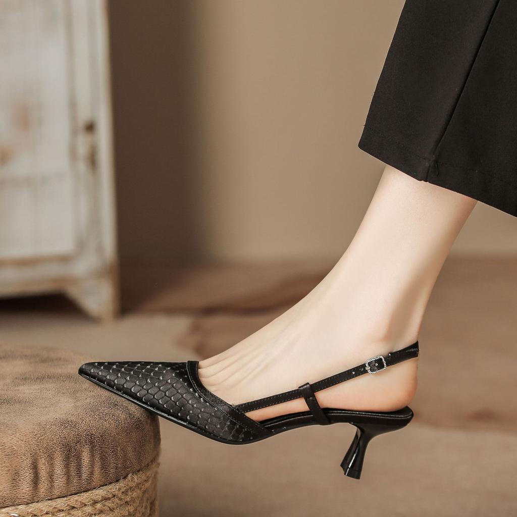 H963-9 Босоножки женские летние с узором «павлин» с острым носком сзади, пустые босоножки с полукруглой головкой, туфли на высоком каблуке со стельками из овчины