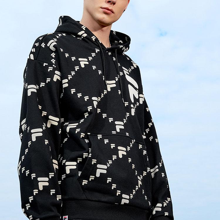 Fila Fusion Токио Студия Спортивный Стиль Жизни Серия Свитшот с Принтом Логотипа По Всей Поверхности Унисекс Худи Глубокий Черный T11U216205FBK