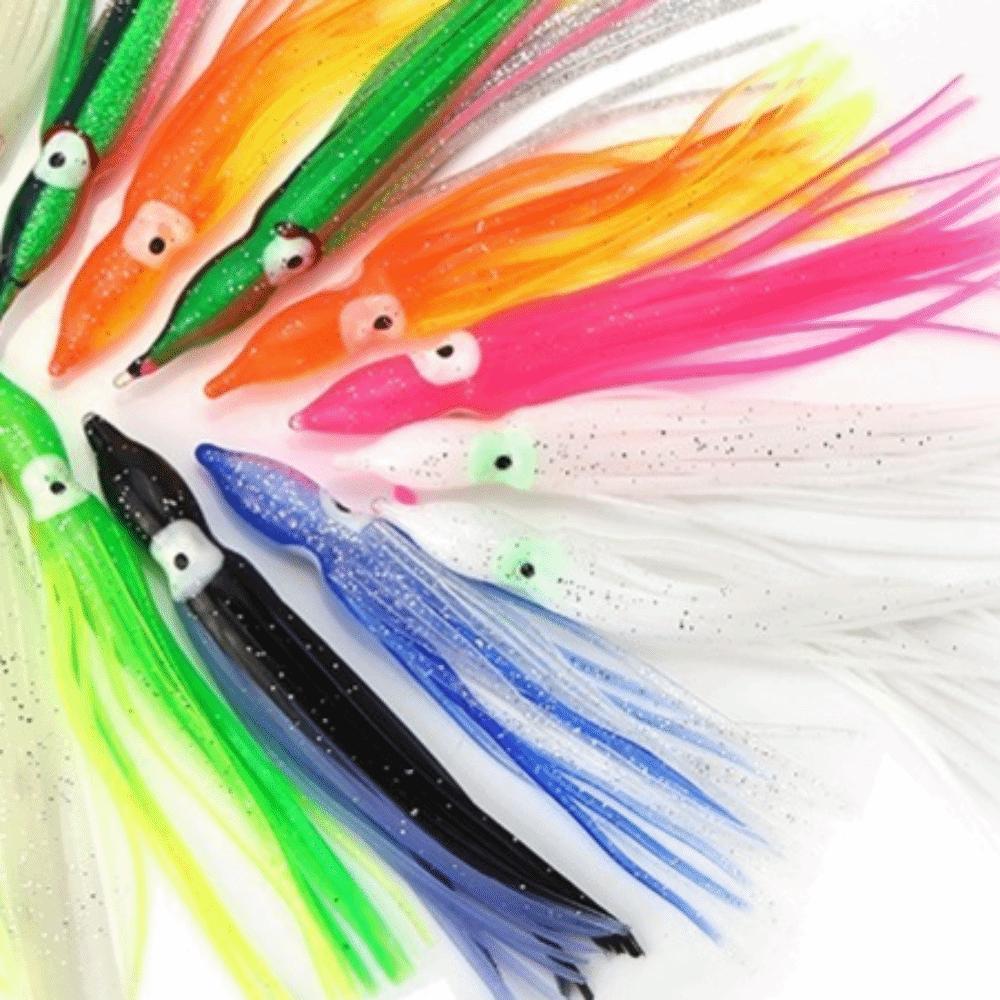 50PCS Mixed Color Squid Skirt Bait Soft Saltwater Fishing Lures Sea Fishing Lures Trolling Fishing