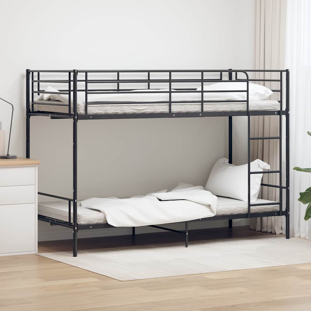 vidaXL Etagenbett Schwarz Metall 90×200 cm