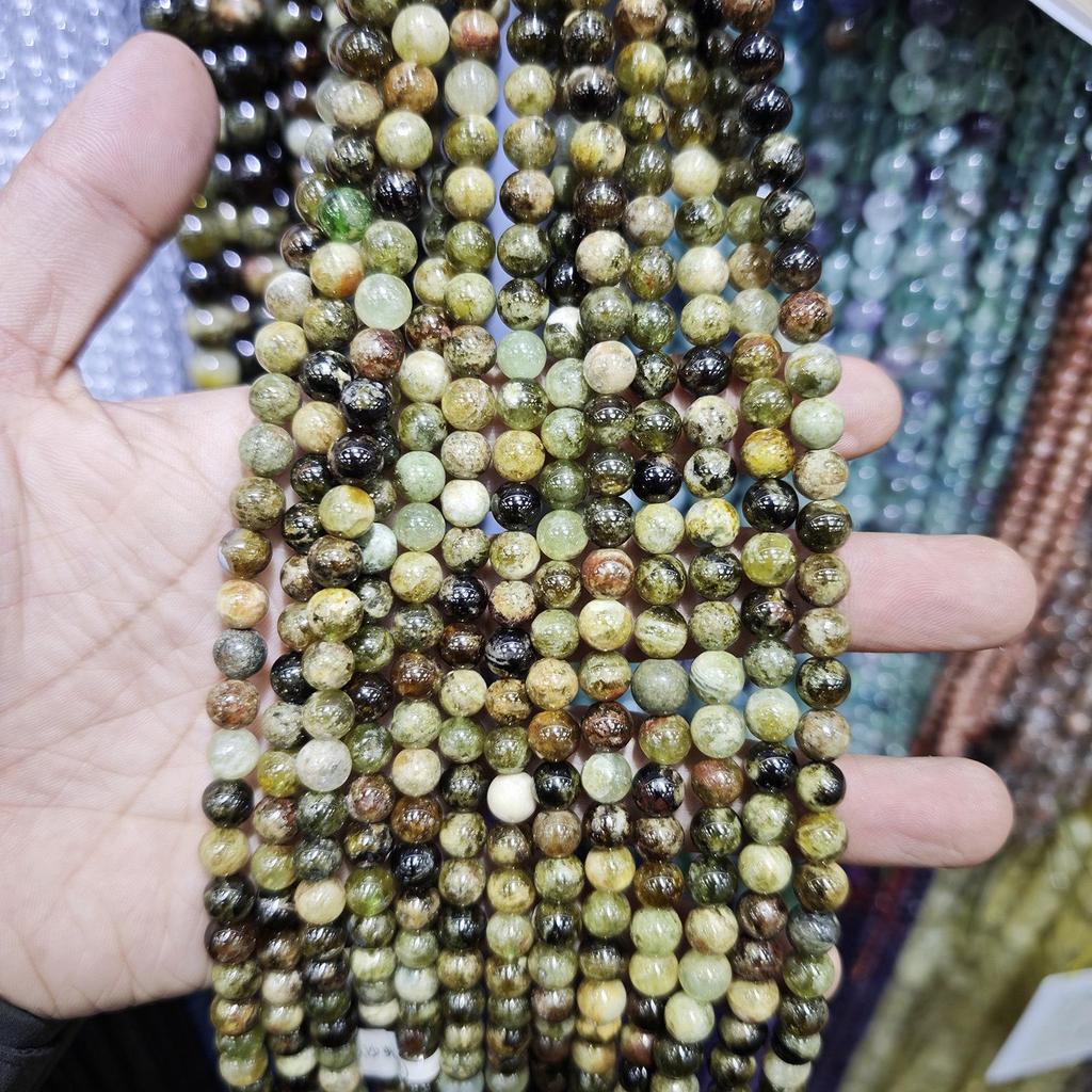 Бусины из натурального зеленого граната цаворита (6-12мм) для изготовления браслетов и украшений своими руками
